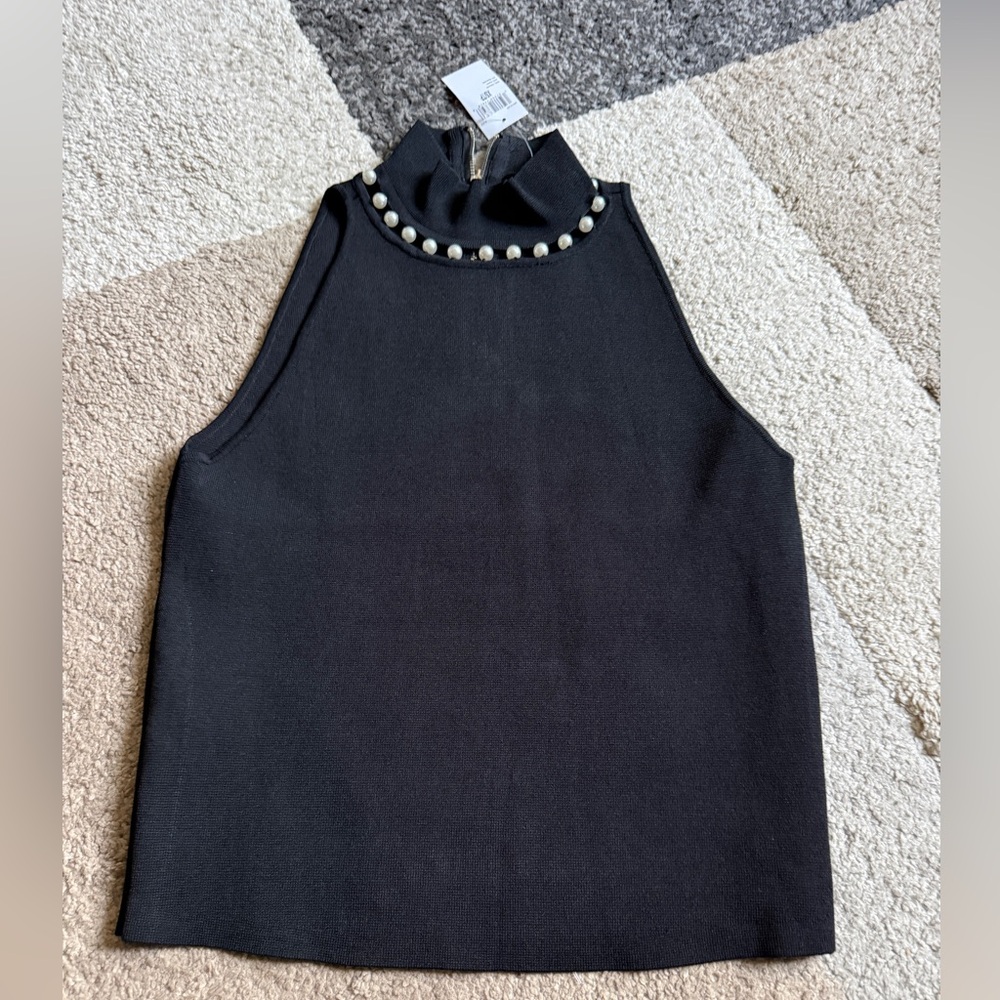 House of Harlow 1960 Women’s Black Top with Pearl Details- Size XS